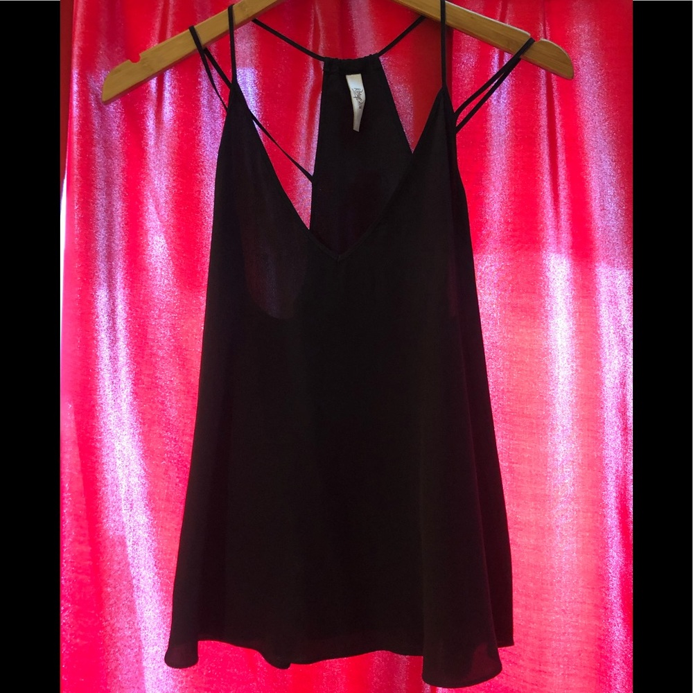 Rory Beca Black Strappy Silk Top